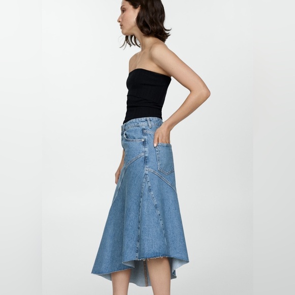 MANGO Asymmetrical Denim Skirt Size XS NWT - Picture 3 of 6